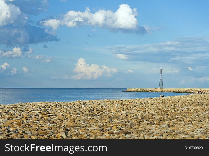 Iron tower at the sea coast