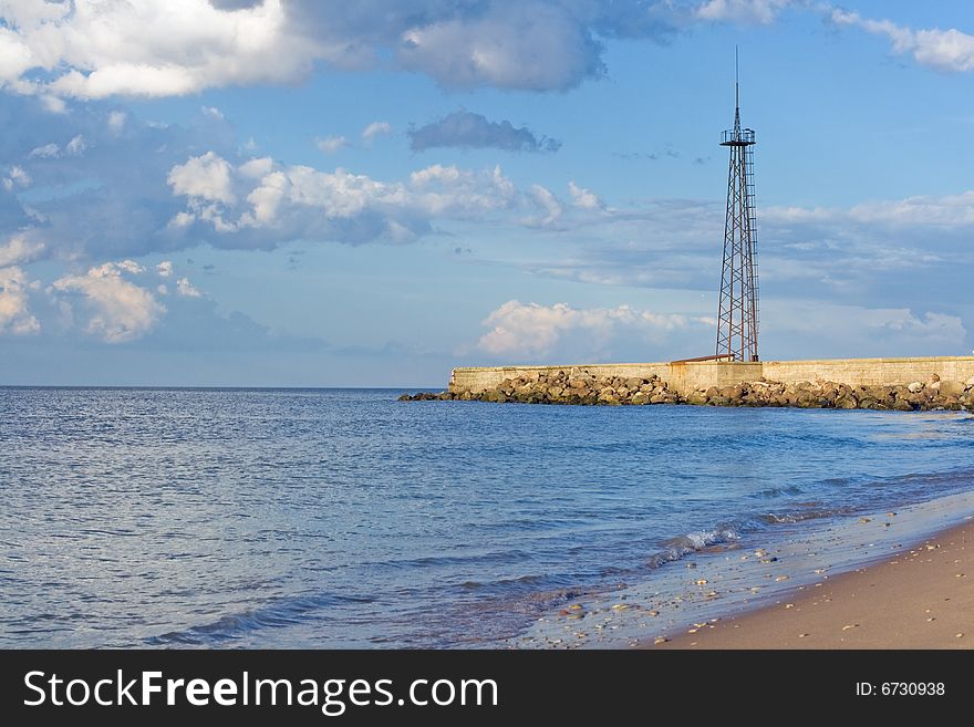 Iron tower at the sea coast