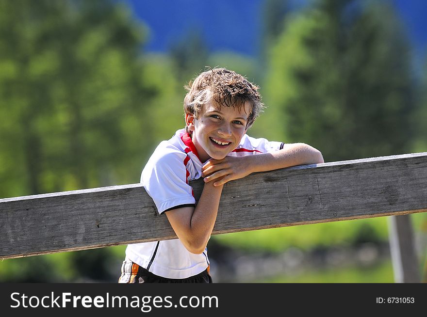 Outdoor image of cute boy. Outdoor image of cute boy