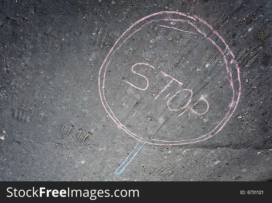 Stop Sign Made Of Chalk