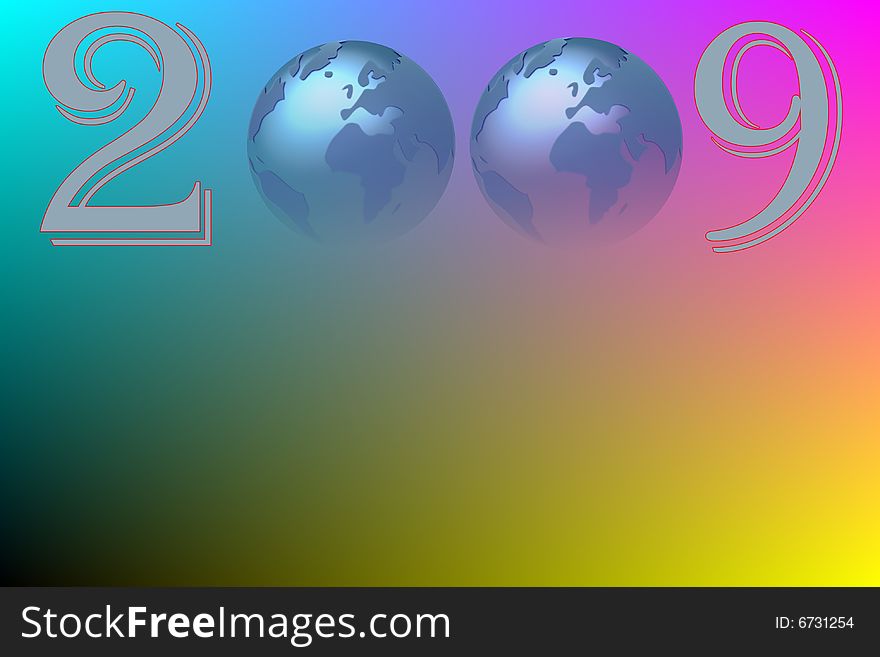 2009 abstract a new year background with globe. 2009 abstract a new year background with globe