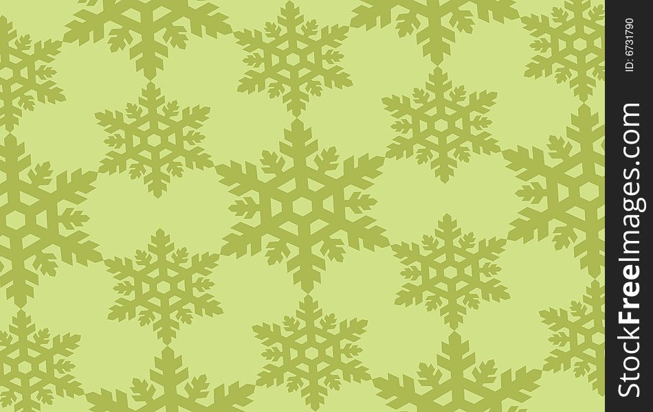 Green snowflakes of two dimensions background. Green snowflakes of two dimensions background