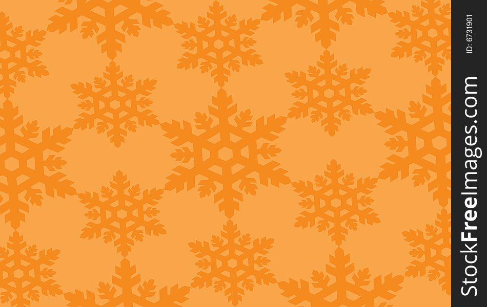 Orange snowflakes of two dimensions background. Orange snowflakes of two dimensions background