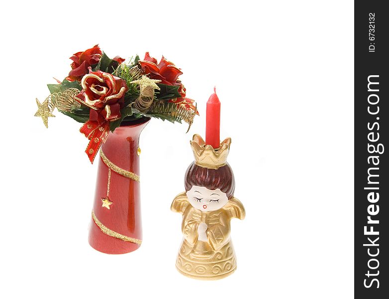 Christmas scene with christmas angel and candle