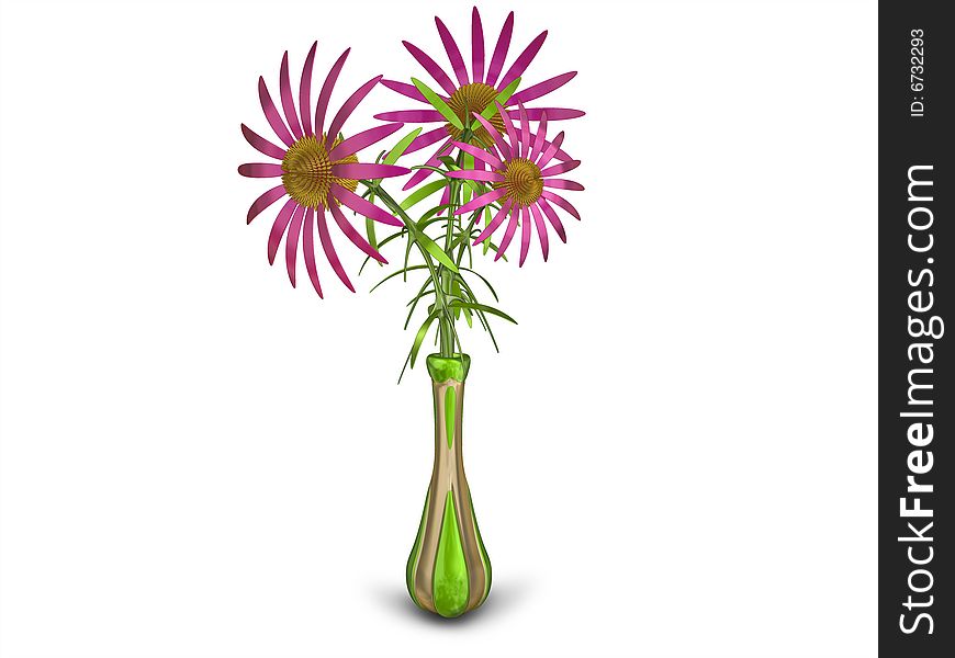 The image of the metal flowers, 3D rendering. The image of the metal flowers, 3D rendering