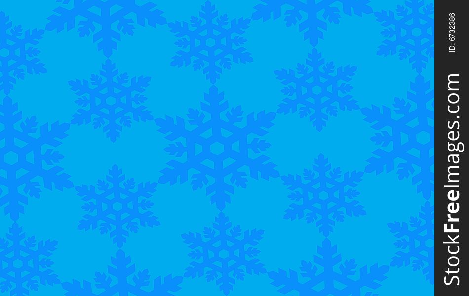 Blue snowflakes of two dimensions background. Blue snowflakes of two dimensions background