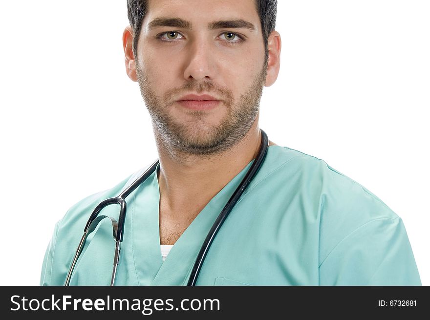 Young handsome doctor on an isolated background