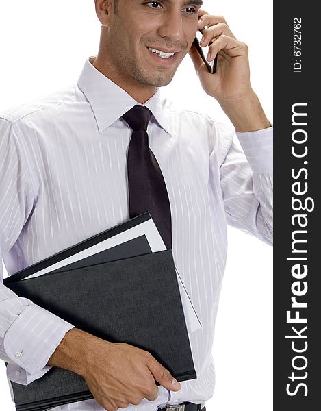Successful businessman busy on phone call