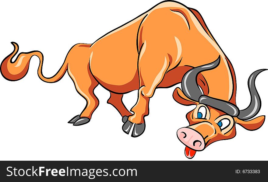 Cute cartoon cow, isolated on white.
