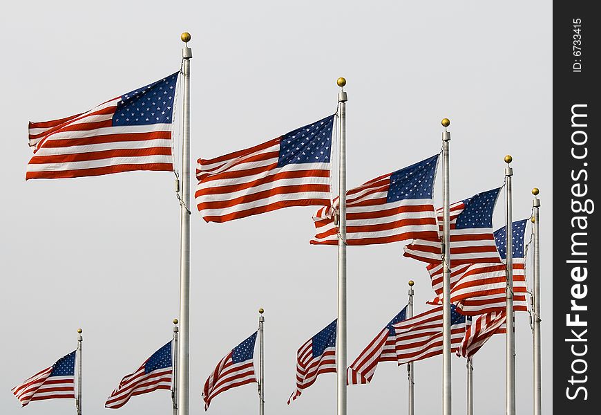 Bunch of American Flags in a Circle.