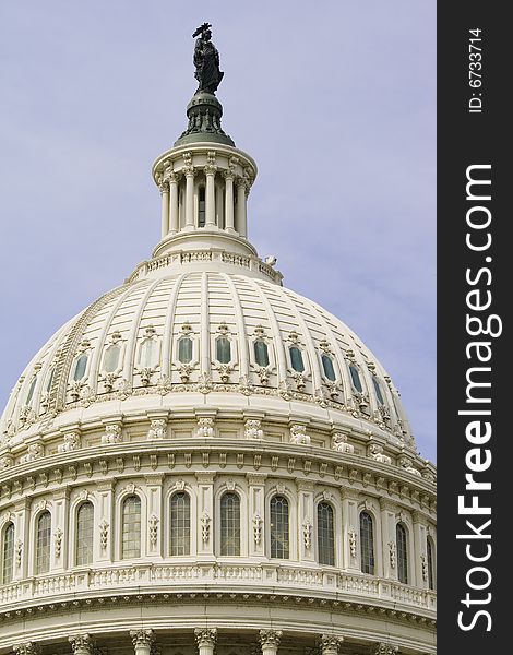 Detail of the Architecture of the Capitol in Washington DC.