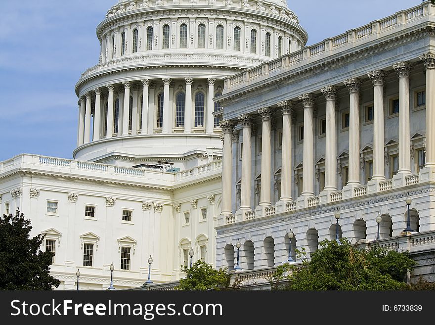 Detail of the Capitol building in Washington DC