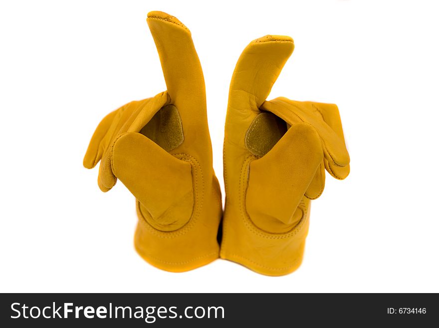 Glove work heavy duty leather carpenter construction isolated on a white background. Glove work heavy duty leather carpenter construction isolated on a white background