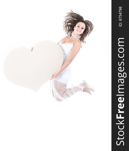 Girl Jumping With Heart Shape