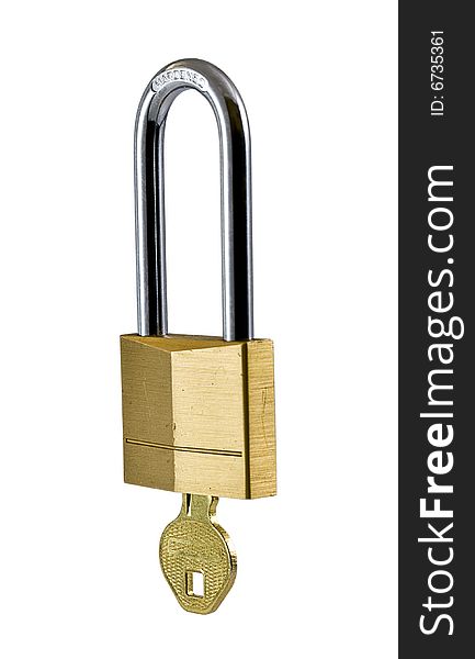 Brass security Padlock with Key. Brass security Padlock with Key