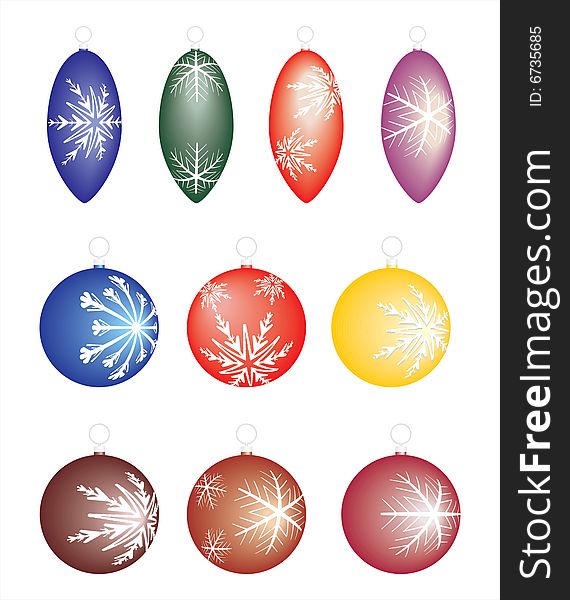 Christmas bulb with snowflakes vector color illustration