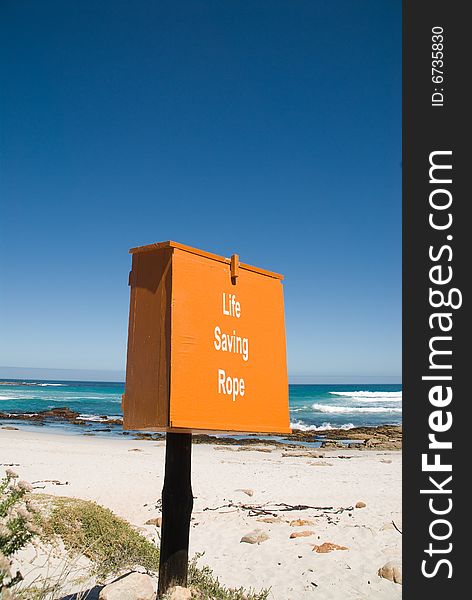 Life Saving Rope Box On The Beach