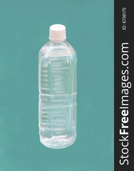 Water bottle on blue background