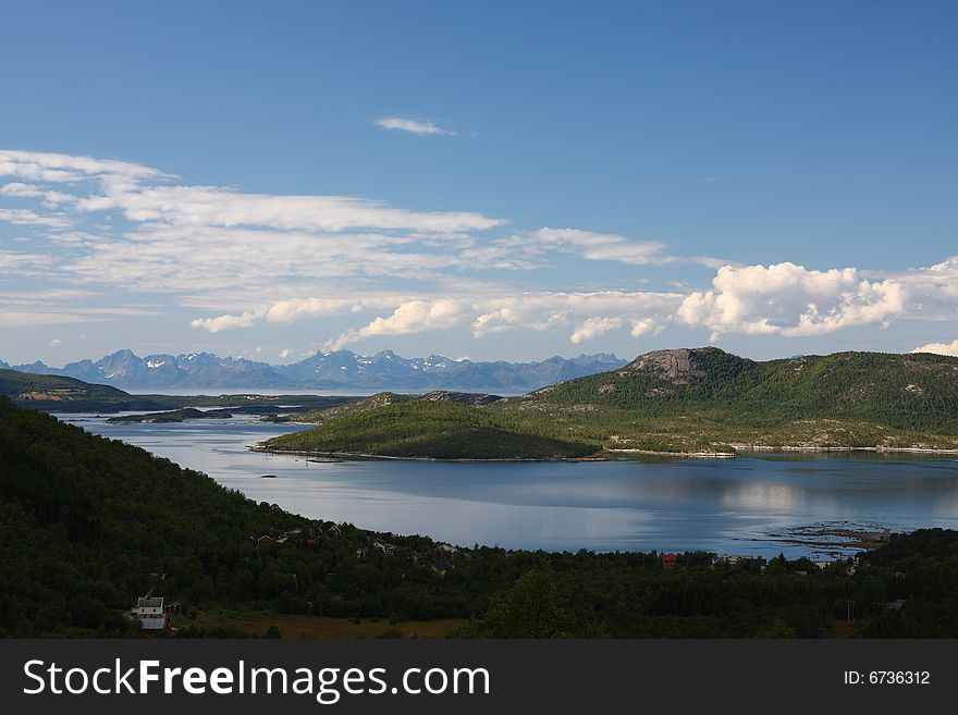 Norway scenery with beautiful mountains and sea