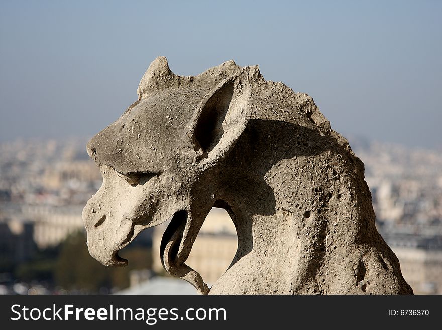 The Gargoyles of Notre Dame looking out over Paris