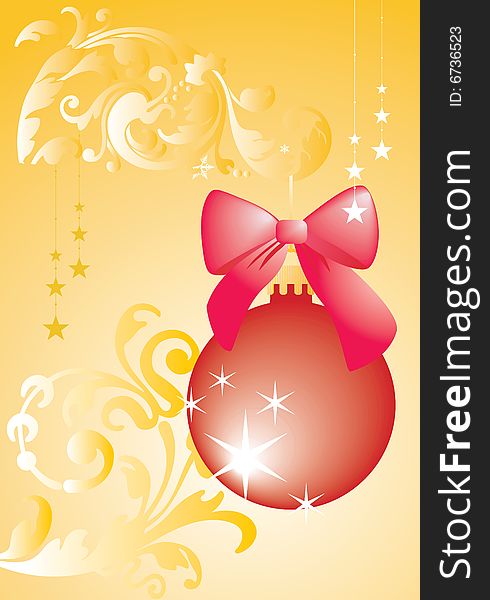 New Year Abstract Background with Ball and Ribbon. New Year Abstract Background with Ball and Ribbon