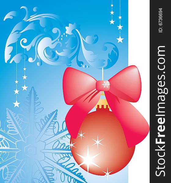 New Year Abstract Background with Ball and Ribbon. New Year Abstract Background with Ball and Ribbon