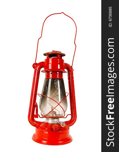 Red Oil Lamp on white ground