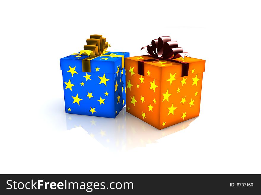 Christmas gift box - 3d isolated illustration