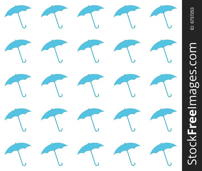Background with raining umbrellas in blue