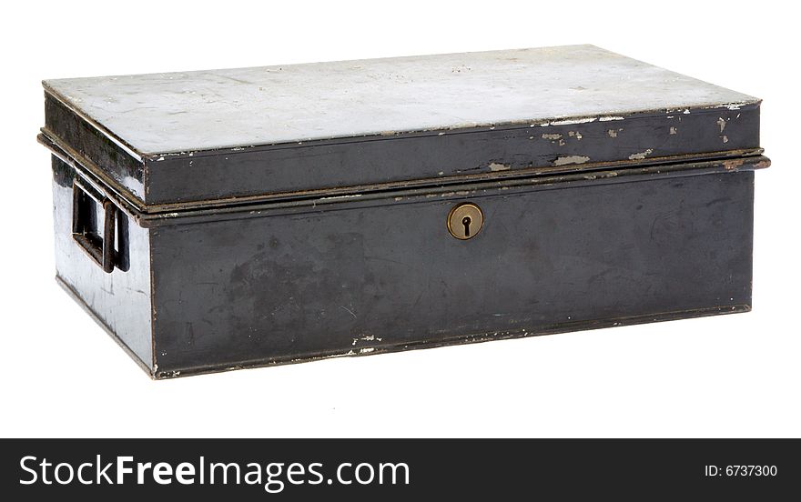 Old metal box isolated on a white background