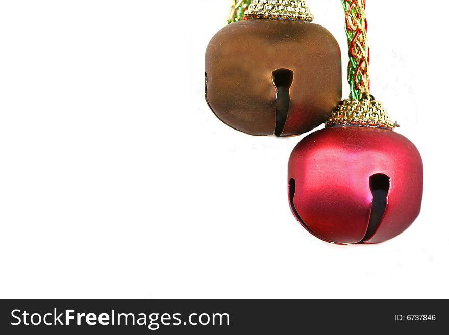Brown and red christmas bells with braided rope