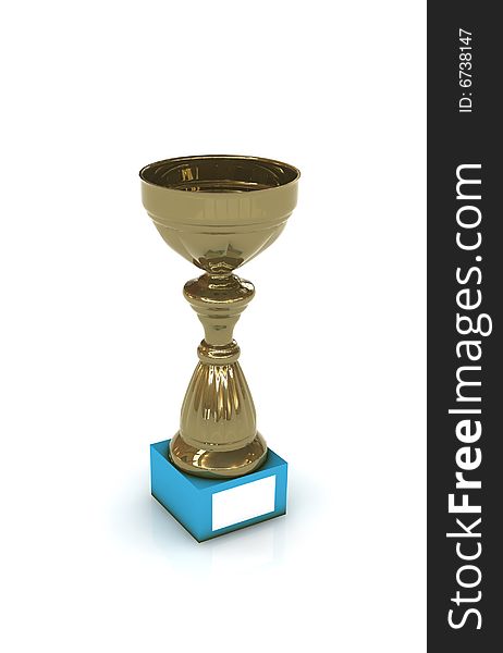 Golden trophy - 3d render isolated on white