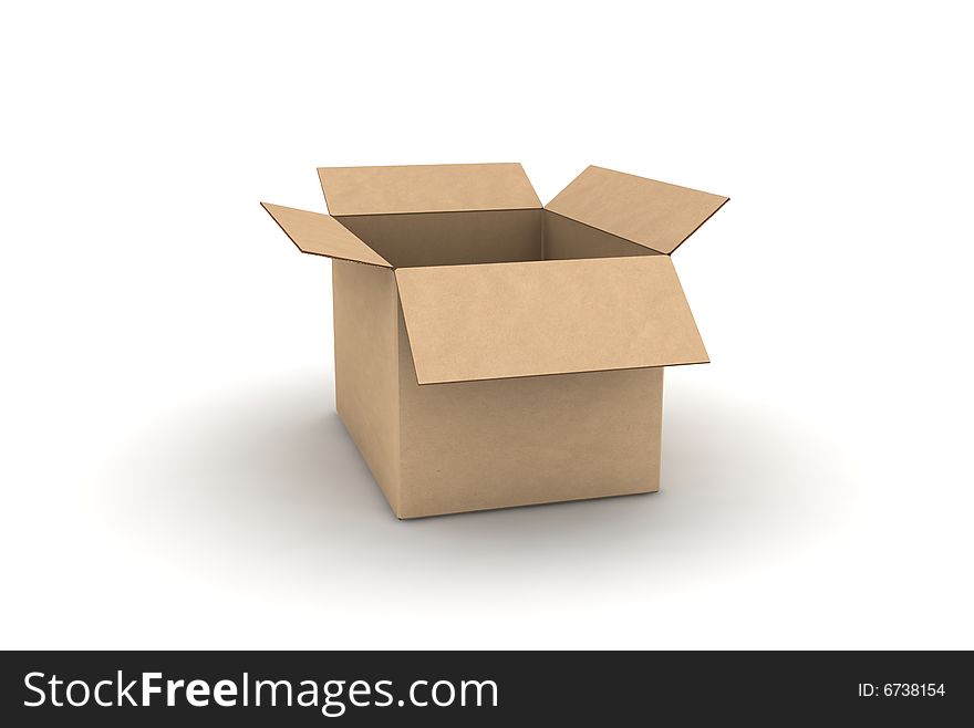 Empty cardboard - isolated 3d render illustration