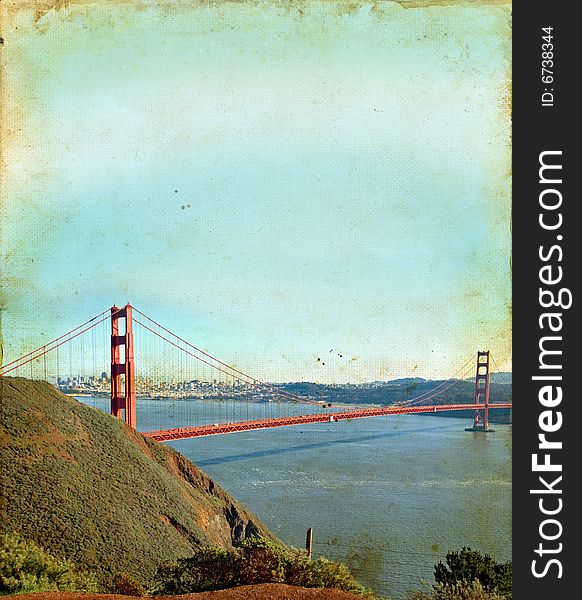 Golden Gate Bridge On A Grunge Background
