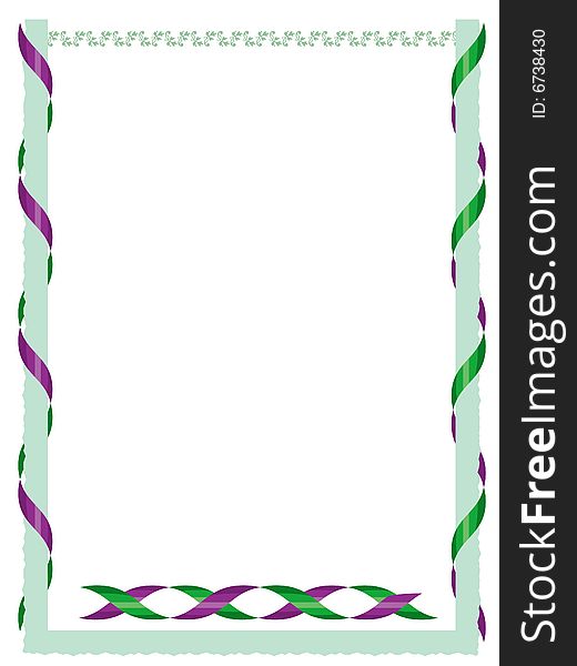 Green vector border with spirals on white background. Green vector border with spirals on white background