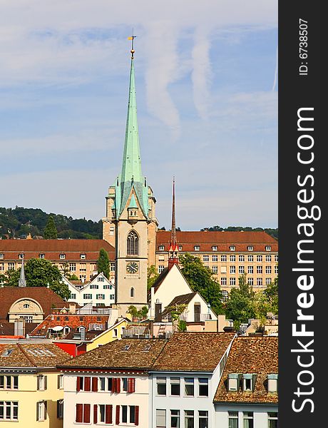 Overook of the old downtown Zurich Switzerland