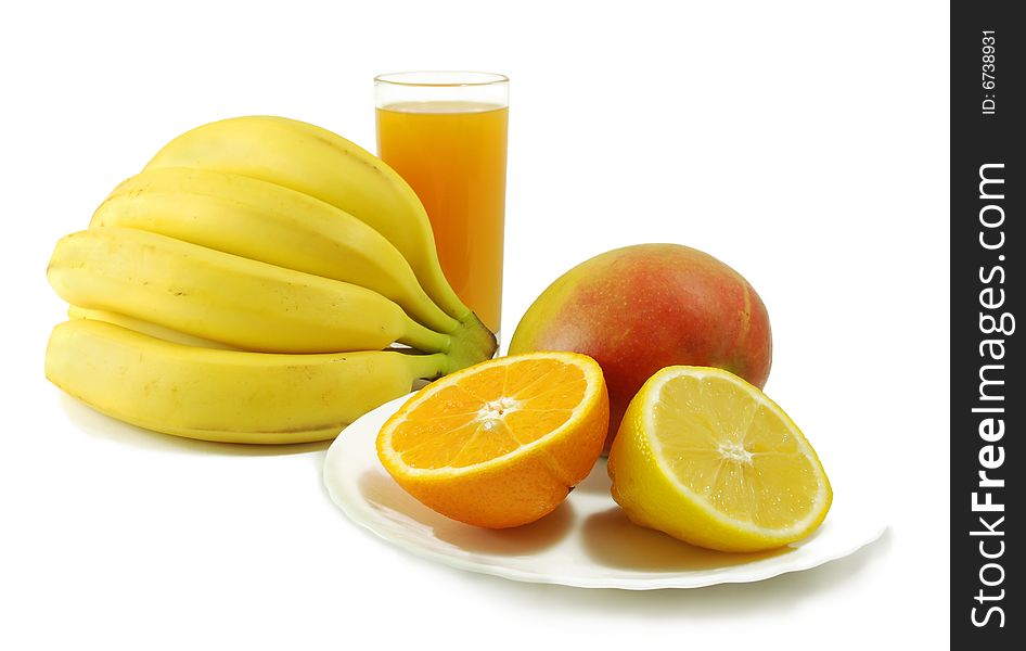 Fresh fruits isolated on a white background. Fresh fruits isolated on a white background