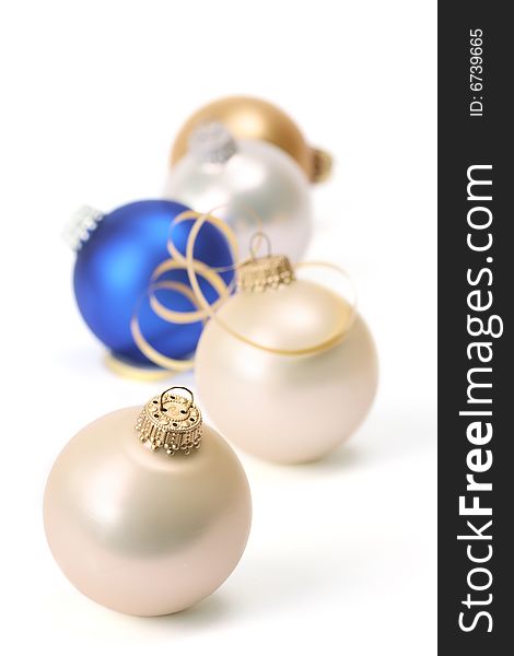 Christmas balls on white background