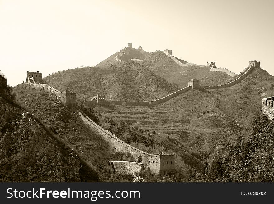 The great wall of china in black and white. The great wall of china in black and white