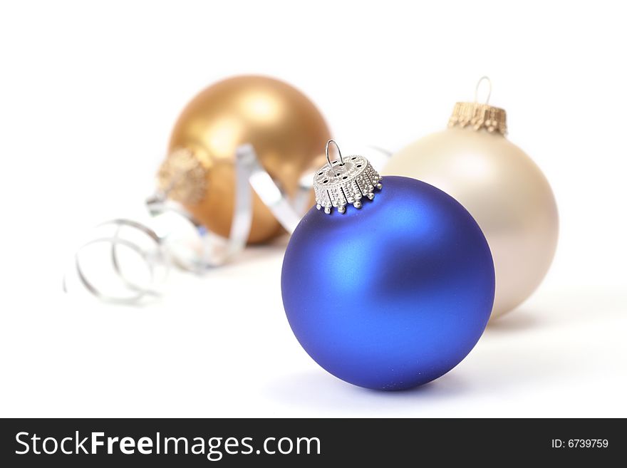 Christmas balls on white background