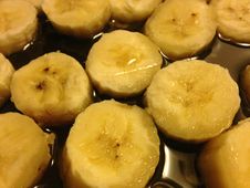 Sliced Bananas On Frying Pan In Oil. Royalty Free Stock Images Sliced Bananas On Frying Pan In Oil. Royalty Free Stock Images
