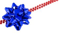 Christmas Decoration With A Red Pearl Necklace Stock Photography