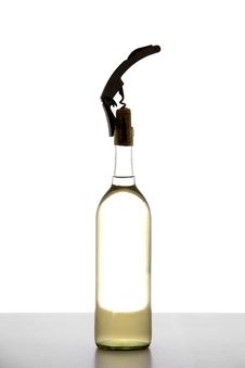 A Corkscrew In Opening A Bottle Of Wine Royalty Free Stock Photography A Corkscrew In Opening A Bottle Of Wine Royalty Free Stock Photography