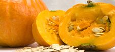 A Pumpkin And Pumpkin Seeds Stock Photography