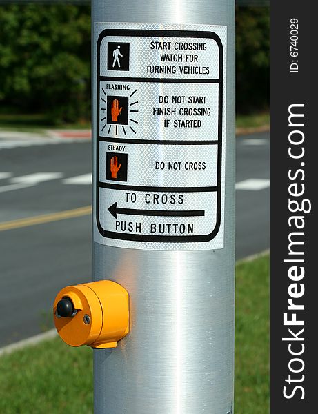 Cross walk button at a intersection