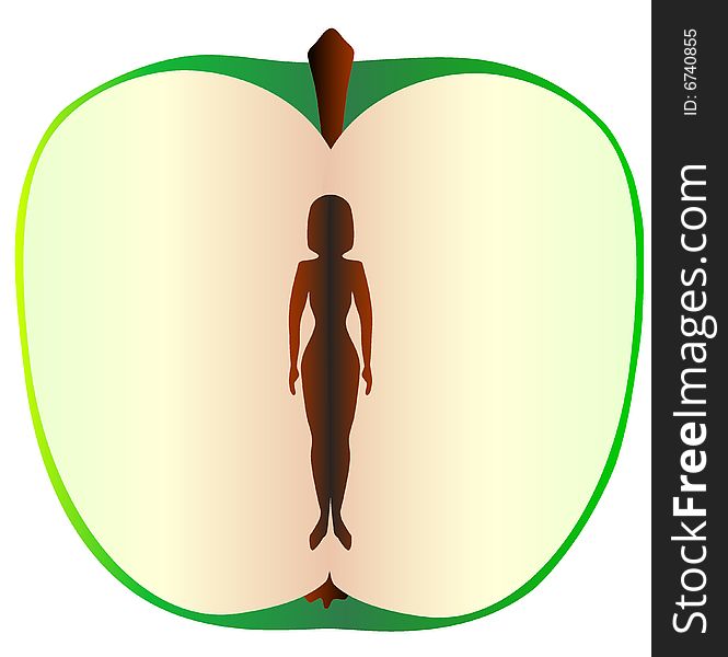 Woman in apple, symbol to new life