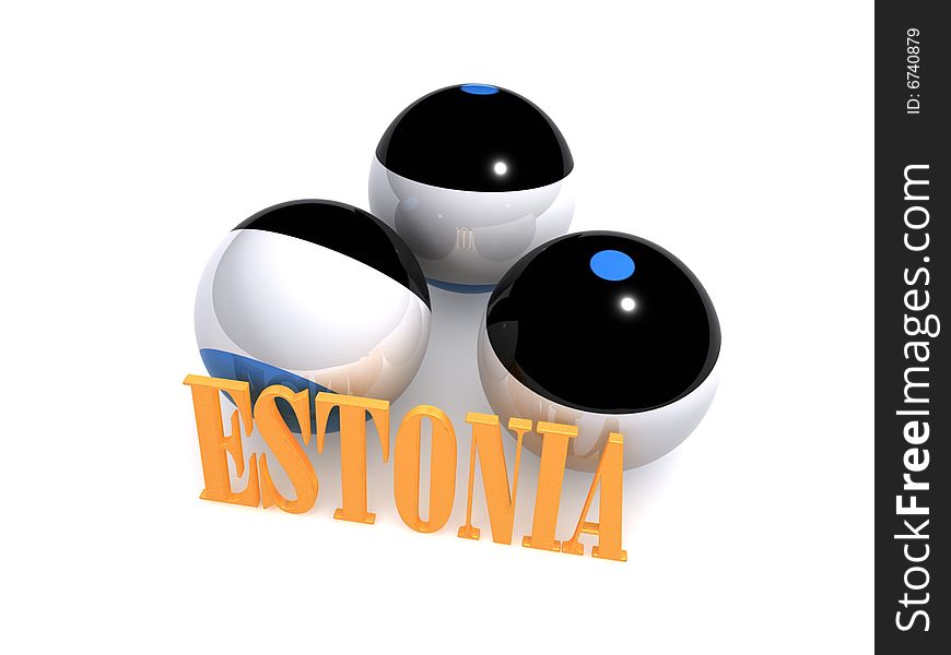 Round Flag of estonia With reflection metal country name. Round Flag of estonia With reflection metal country name