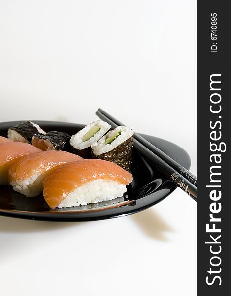 Japanese cuisine. A land with a salmon. Japanese cuisine. A land with a salmon