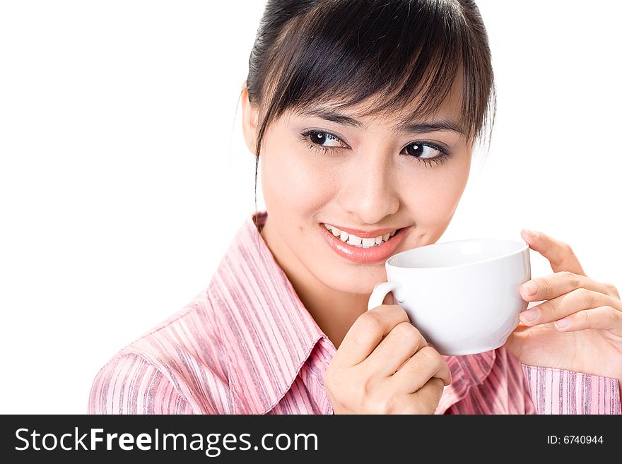 Asian businesswoman drinking a cup of coffee. Asian businesswoman drinking a cup of coffee