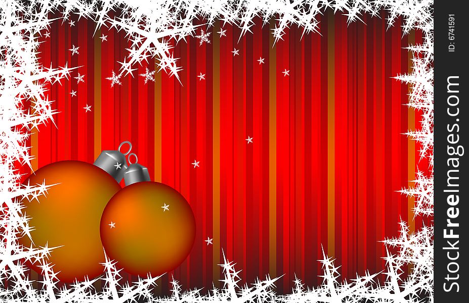 Red Striped Christmas Background With Snowflakes